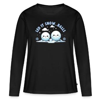 Bataille de boules de neige - Laissez neiger... Boules - T-shirt manches longues Premium bio Femme - noir - Devant - Julia (174cm)