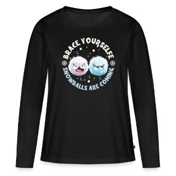 Schneeballschlacht - Préparez-vous les boules de neige sont - T-shirt manches longues Premium bio Femme - noir - Devant - Julia (174cm)
