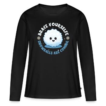 Schneeballschlacht - Préparez-vous les boules de neige sont - T-shirt manches longues Premium bio Femme - noir - Devant - Julia (174cm)