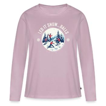 Bataille de boules de neige - Laissez-le neiger... balles - T-shirt manches longues Premium bio Femme - rose poudré - Devant - Julia (174cm)