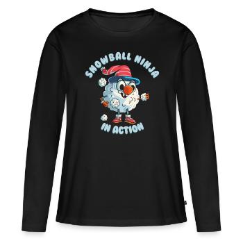 Bataille de boules de neige - Snowball Ninja en action - T-shirt manches longues Premium bio Femme - noir - Devant - Julia (174cm)