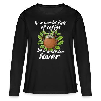 Yerba mate - T-shirt manches longues Premium bio Femme - noir - Devant - Julia (174cm)