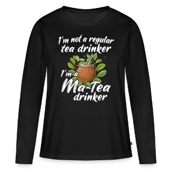 Thé Yerba mate - T-shirt manches longues Premium bio Femme - noir - Devant - Julia (174cm)