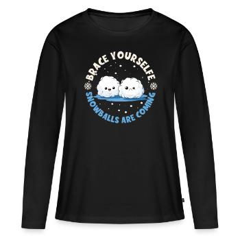 Schneeballschlacht - Préparez-vous les boules de neige sont - T-shirt manches longues Premium bio Femme - noir - Devant - Julia (174cm)