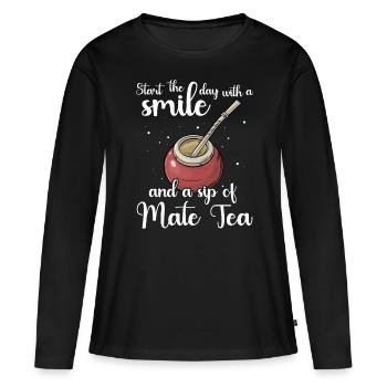 Yerba mate Bombilla - T-shirt manches longues Premium bio Femme - noir - Devant - Julia (174cm)