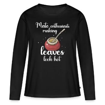 Thé Yerba mate - T-shirt manches longues Premium bio Femme - noir - Devant - Julia (174cm)