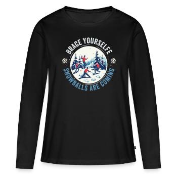 Schneeballschlacht - Préparez-vous les boules de neige sont - T-shirt manches longues Premium bio Femme - noir - Devant - Julia (174cm)