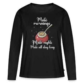 Yerba mate Cadeau - T-shirt manches longues Premium bio Femme - noir - Devant - Julia (174cm)
