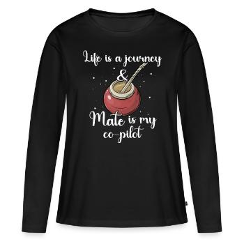 Yerba mate Cadeau - T-shirt manches longues Premium bio Femme - noir - Devant - Julia (174cm)