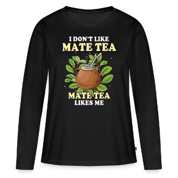 Buveurs de thé Yerba mate - T-shirt manches longues Premium bio Femme - noir - Devant - Julia (174cm)