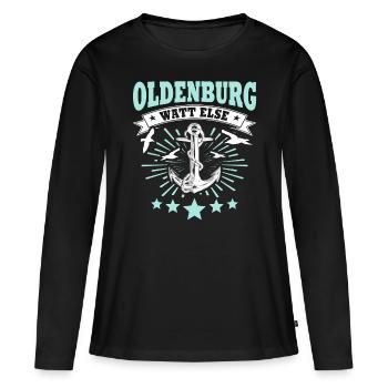 Dictons d’Oldenburg - T-shirt manches longues Premium bio Femme - noir - Devant - Julia (174cm)
