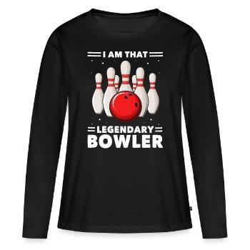 Bowling Boule de bowling Bowling Bowler - T-shirt manches longues Premium bio Femme - noir - Devant - Julia (174cm)