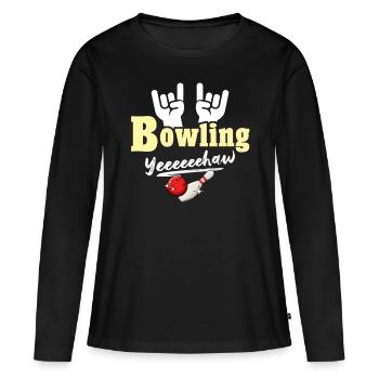 Bowling Boule de bowling Bowler - T-shirt manches longues Premium bio Femme - noir - Devant - Julia (174cm)