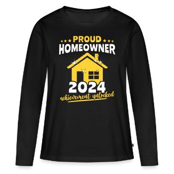Achat d’une maison par les propriétaires - T-shirt manches longues Premium bio Femme - noir - Devant - Julia (174cm)