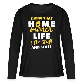 Propriétaires Propriétaires - T-shirt manches longues Premium bio Femme - noir - Devant - Julia (174cm)