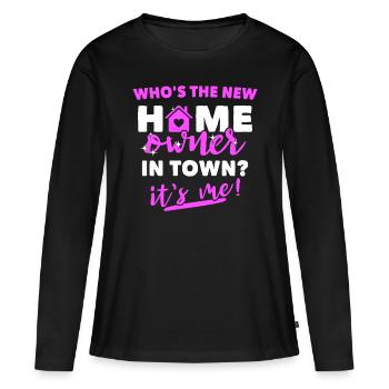 Propriétaires Propriétaires - T-shirt manches longues Premium bio Femme - noir - Devant - Julia (174cm)