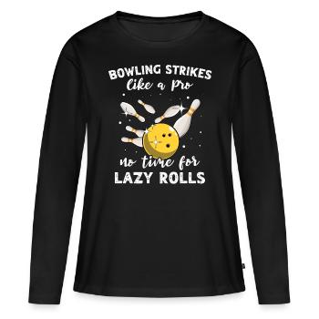 Frappes de bowling lentes - T-shirt manches longues Premium bio Femme - noir - Devant - Julia (174cm)