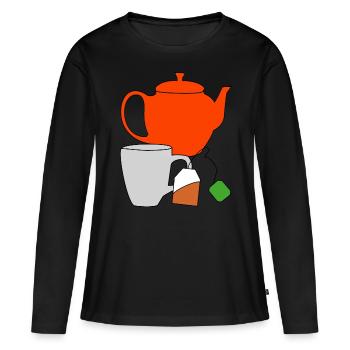 Indulgence Thé Boisson Théière Sachet De Thé Tasse - T-shirt manches longues Premium bio Femme - noir - Devant - Julia (174cm)