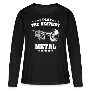 Instruments à vent, instrument, trompette, bugle - T-shirt manches longues Premium bio Femme - noir - Devant - Julia (174cm)