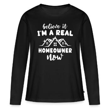 Propriétaire - T-shirt manches longues Premium bio Femme - noir - Devant - Julia (174cm)