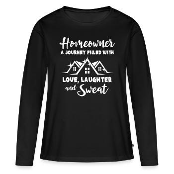 Propriétaire - T-shirt manches longues Premium bio Femme - noir - Devant - Julia (174cm)