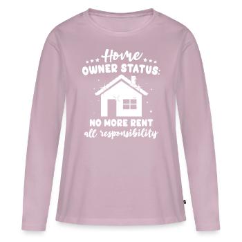 Hausbesitzer Propriétaire - T-shirt manches longues Premium bio Femme - rose poudré - Devant - Julia (174cm)
