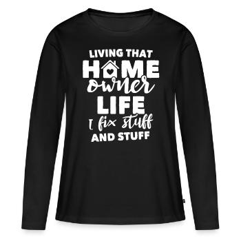 Propriétaire - T-shirt manches longues Premium bio Femme - noir - Devant - Julia (174cm)