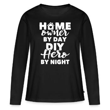 Propriétaire - T-shirt manches longues Premium bio Femme - noir - Devant - Julia (174cm)