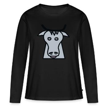 boeuf, vache, boeuf, ferme, vaches, lait, bétail - T-shirt manches longues Premium bio Femme - noir - Devant - Julia (174cm)