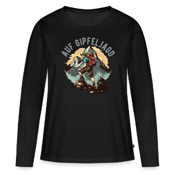 Conception de randonneurs pour les alpinistes et les grimpeurs - T-shirt manches longues Premium bio Femme - noir - Devant - Julia (174cm)