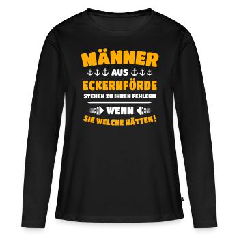 Eckernförde Mann Eckernförder Männer - Frauen Premium Bio Langarmshirt - Schwarz - Vorne - Julia (174cm)