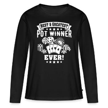Casino - T-shirt manches longues Premium bio Femme - noir - Devant - Julia (174cm)