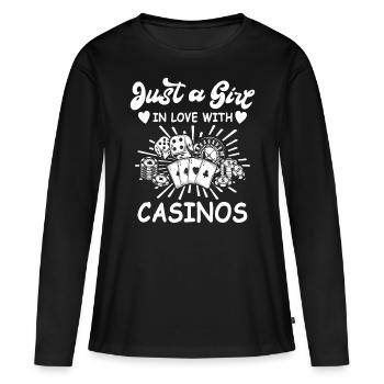 Casino - T-shirt manches longues Premium bio Femme - noir - Devant - Julia (174cm)