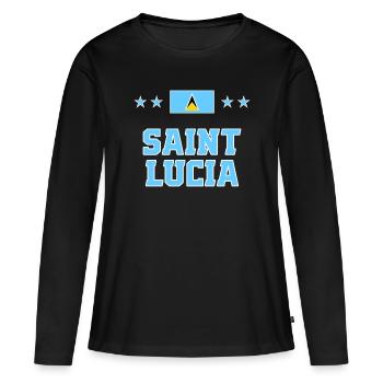 Saint Lucia - Women's Premium Organic Long Sleeve Shirt - black - Front - Julia (174cm)