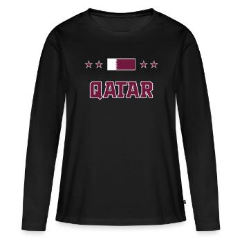 Katar - Frauen Premium Bio Langarmshirt - Schwarz - Vorne - Julia (174cm)