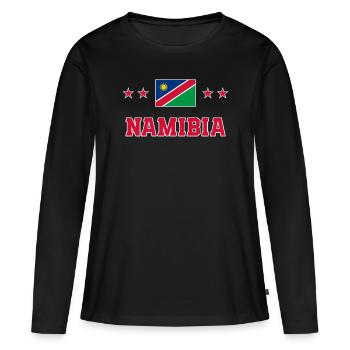 Namibia - Frauen Premium Bio Langarmshirt - Schwarz - Vorne - Julia (174cm)