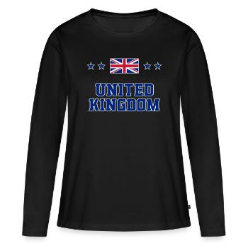 Royaume-Uni - T-shirt manches longues Premium bio Femme - noir - Devant - Julia (174cm)
