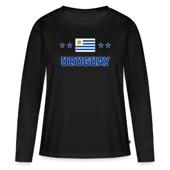 Uruguay - T-shirt manches longues Premium bio Femme - noir - Devant - Julia (174cm)
