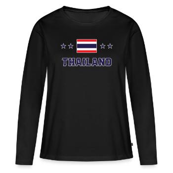 Thailand - Frauen Premium Bio Langarmshirt - Schwarz - Vorne - Julia (174cm)