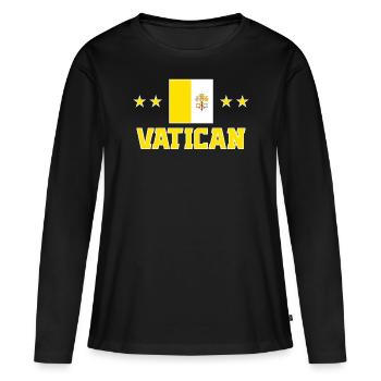 Vatican - T-shirt manches longues Premium bio Femme - noir - Devant - Julia (174cm)