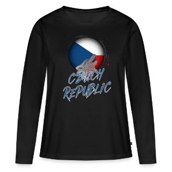 République tchèque - T-shirt manches longues Premium bio Femme - noir - Devant - Julia (174cm)