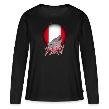 Pérou - T-shirt manches longues Premium bio Femme - noir - Devant - Julia (174cm)