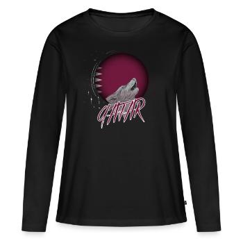Qatar - T-shirt manches longues Premium bio Femme - noir - Devant - Julia (174cm)