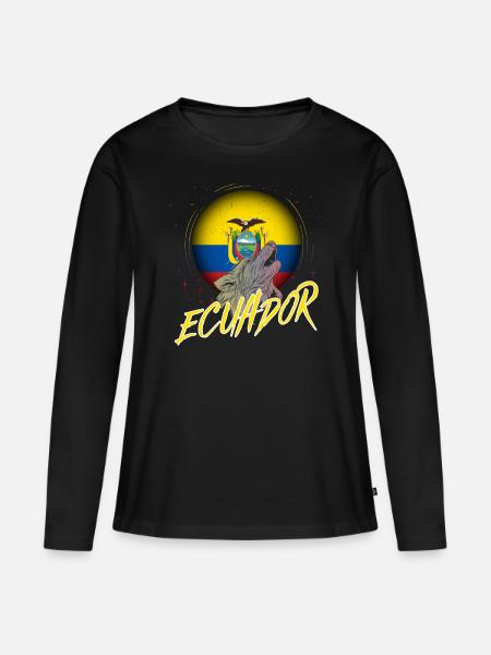 Ecuador - Frauen Premium Bio Langarmshirt - Schwarz