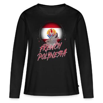 Polynésie française - T-shirt manches longues Premium bio Femme - noir - Devant - Julia (174cm)