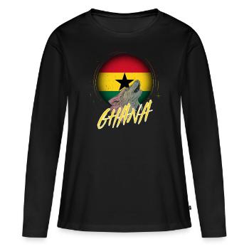 Ghana - T-shirt manches longues Premium bio Femme - noir - Devant - Julia (174cm)