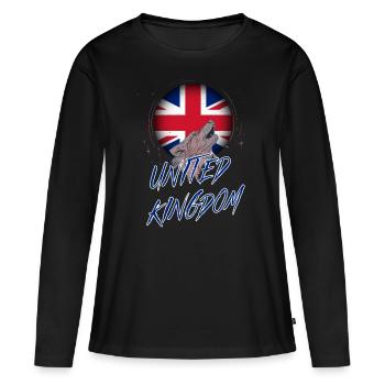 Royaume-Uni - T-shirt manches longues Premium bio Femme - noir - Devant - Julia (174cm)
