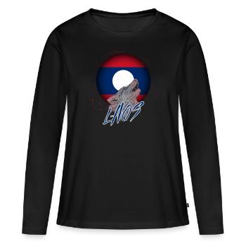 Laos - T-shirt manches longues Premium bio Femme - noir - Devant - Julia (174cm)