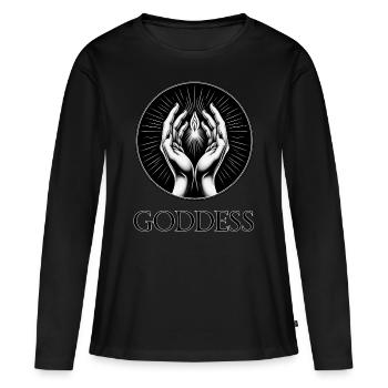 DÉESSE (sous-titre) #043 - T-shirt manches longues Premium bio Femme - noir - Devant - Julia (174cm)