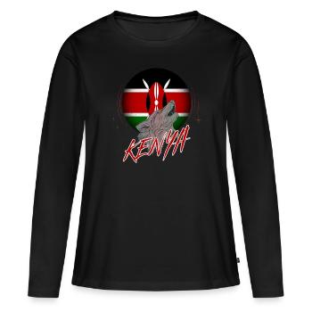 Kenya - T-shirt manches longues Premium bio Femme - noir - Devant - Julia (174cm)